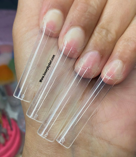 Clear XXL square nail tips (c-curve)